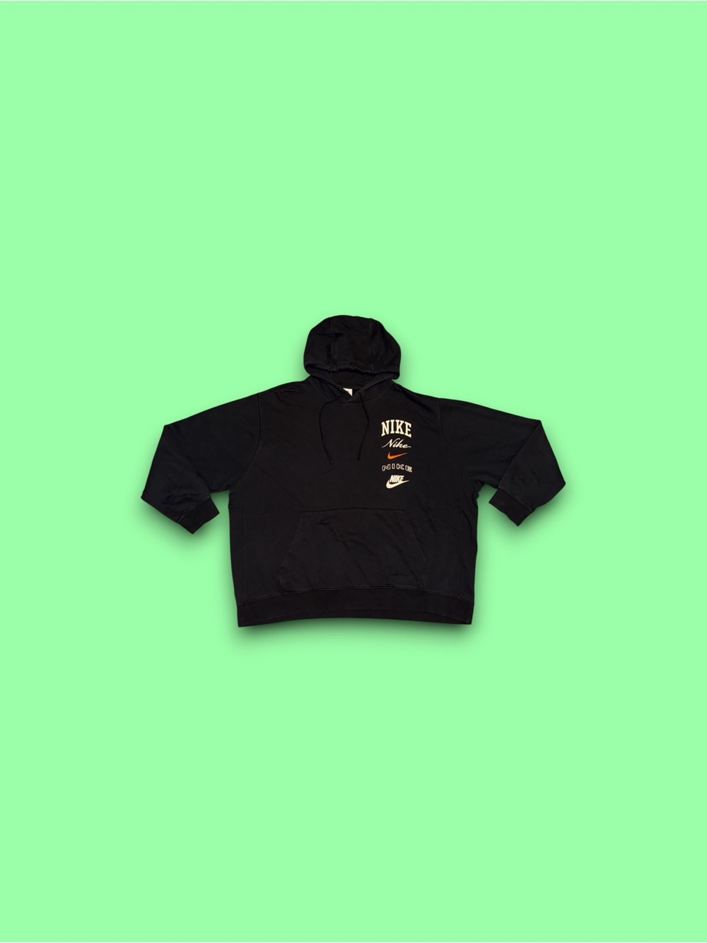 Nike Club Fleece Stacked Graphics Pullover Hoodie Black Men's 3XL FN2634-010